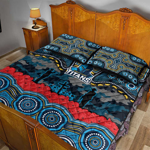 ANZAC Day Gold Coast Titans Quilt Bed Set Military Memorial Aboriginal Indigenous Art