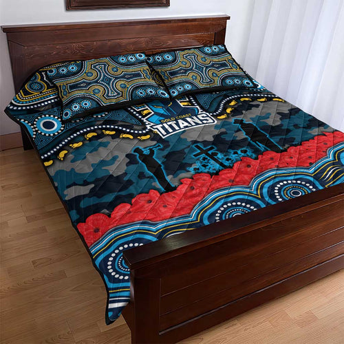 ANZAC Day Gold Coast Titans Quilt Bed Set Military Memorial Aboriginal Indigenous Art