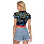 ANZAC Day Gold Coast Titans Raglan Cropped T Shirt Military Memorial Aboriginal Indigenous Art