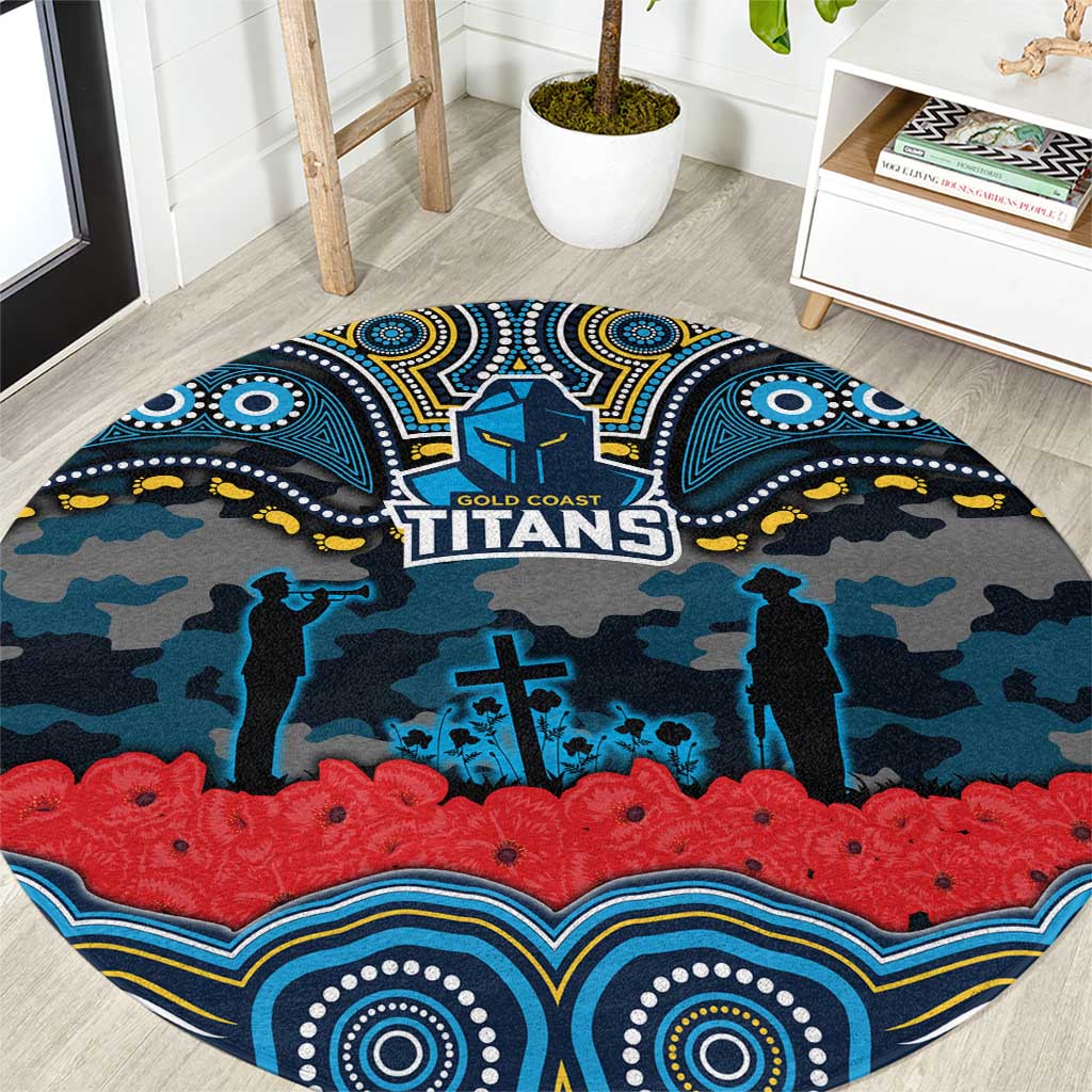 ANZAC Day Gold Coast Titans Round Carpet Military Memorial Aboriginal Indigenous Art
