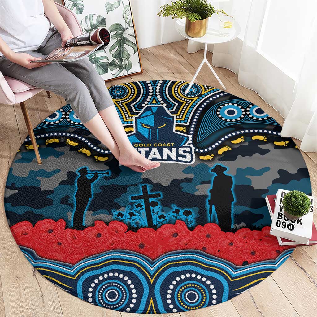 ANZAC Day Gold Coast Titans Round Carpet Military Memorial Aboriginal Indigenous Art