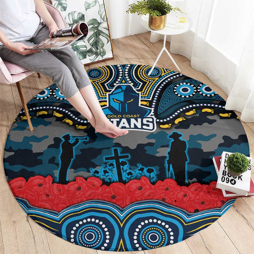 ANZAC Day Gold Coast Titans Round Carpet Military Memorial Aboriginal Indigenous Art
