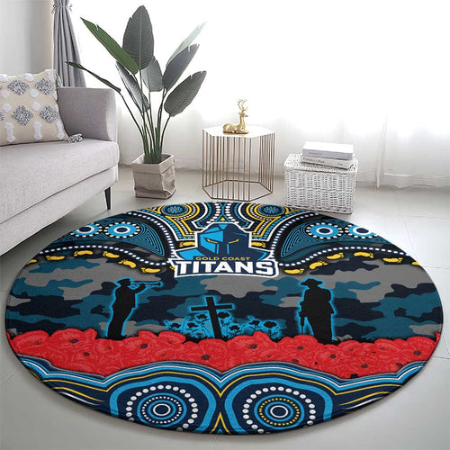 ANZAC Day Gold Coast Titans Round Carpet Military Memorial Aboriginal Indigenous Art