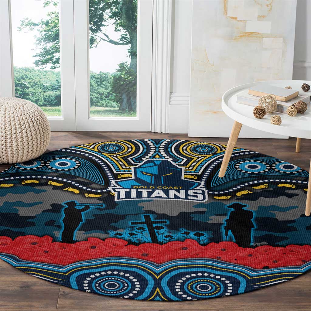 ANZAC Day Gold Coast Titans Round Carpet Military Memorial Aboriginal Indigenous Art