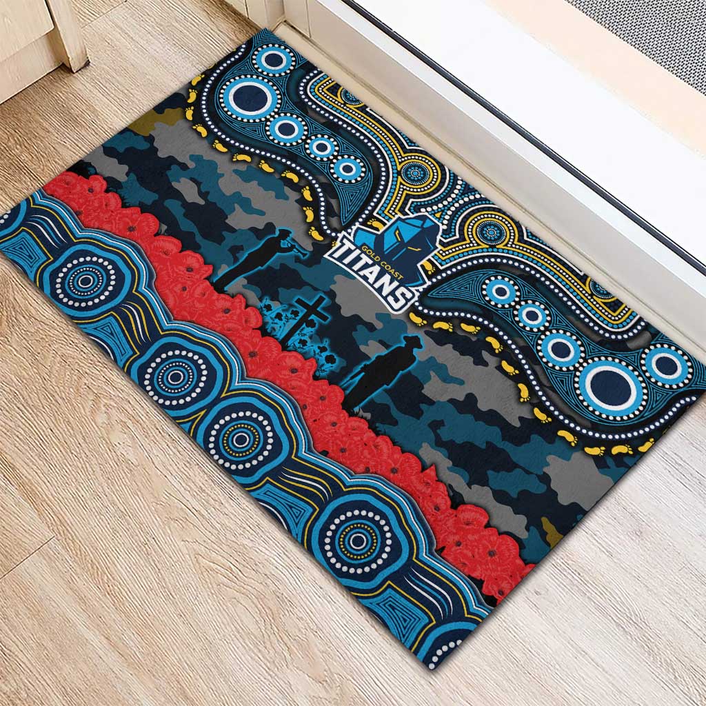 ANZAC Day Gold Coast Titans Rubber Doormat Military Memorial Aboriginal Indigenous Art
