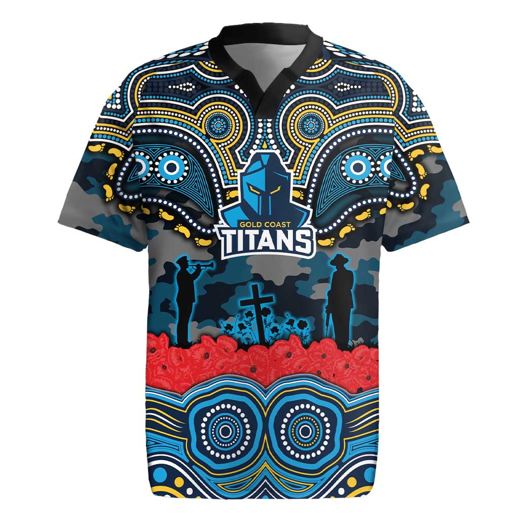 ANZAC Day Gold Coast Titans Rugby Jersey Military Memorial Aboriginal Indigenous Art