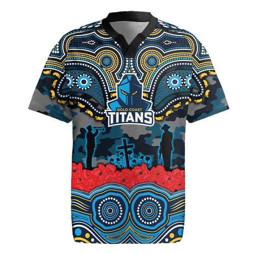 ANZAC Day Gold Coast Titans Rugby Jersey Military Memorial Aboriginal Indigenous Art