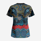 ANZAC Day Gold Coast Titans Scrub Top Military Memorial Aboriginal Indigenous Art