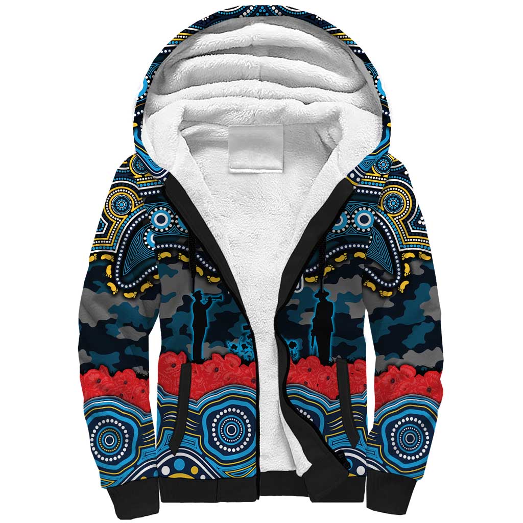 ANZAC Day Gold Coast Titans Sherpa Hoodie Military Memorial Aboriginal Indigenous Art