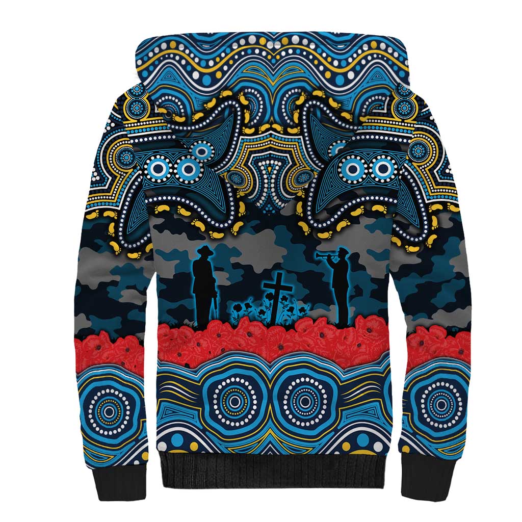 ANZAC Day Gold Coast Titans Sherpa Hoodie Military Memorial Aboriginal Indigenous Art
