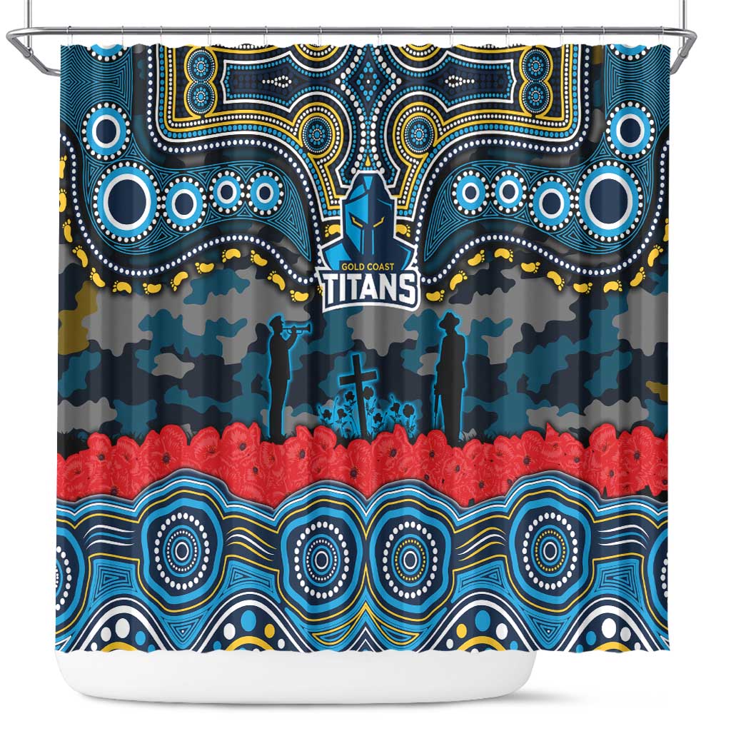 ANZAC Day Gold Coast Titans Shower Curtain Military Memorial Aboriginal Indigenous Art