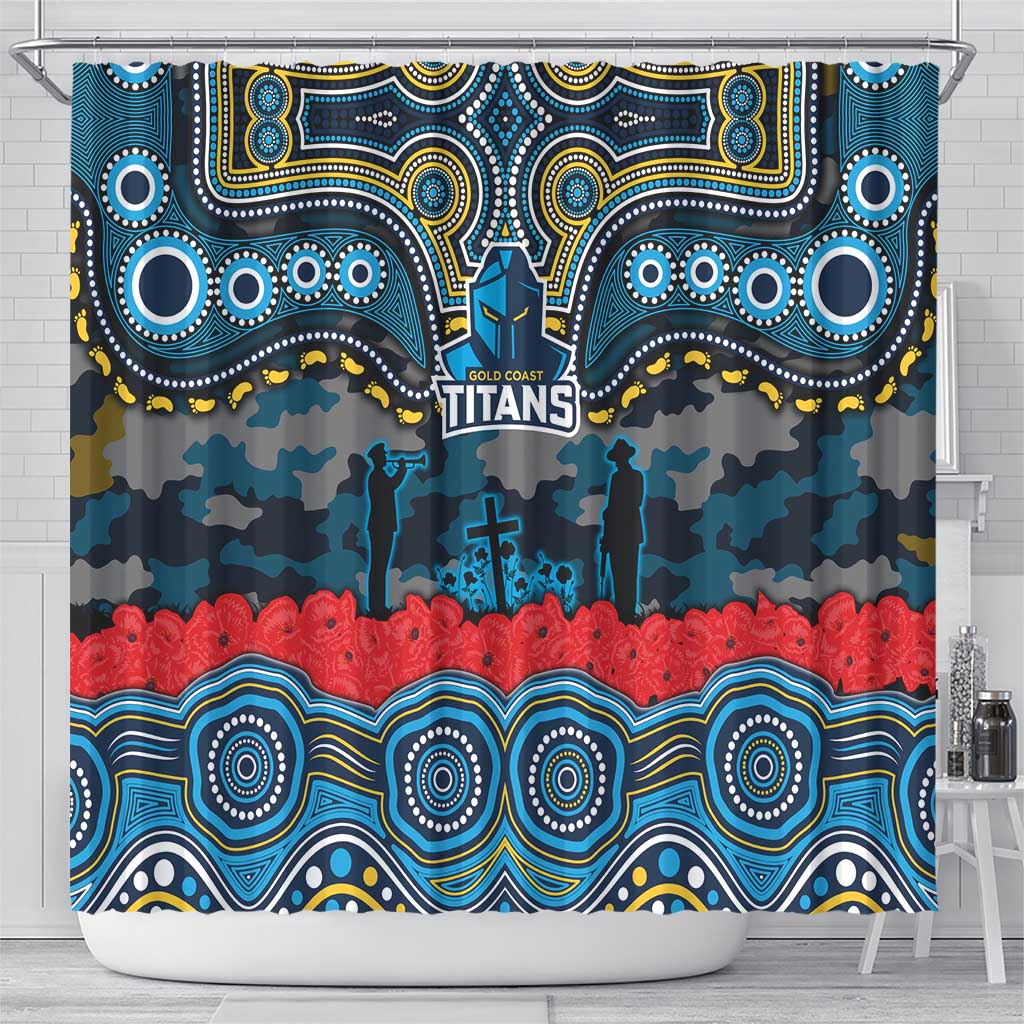 ANZAC Day Gold Coast Titans Shower Curtain Military Memorial Aboriginal Indigenous Art
