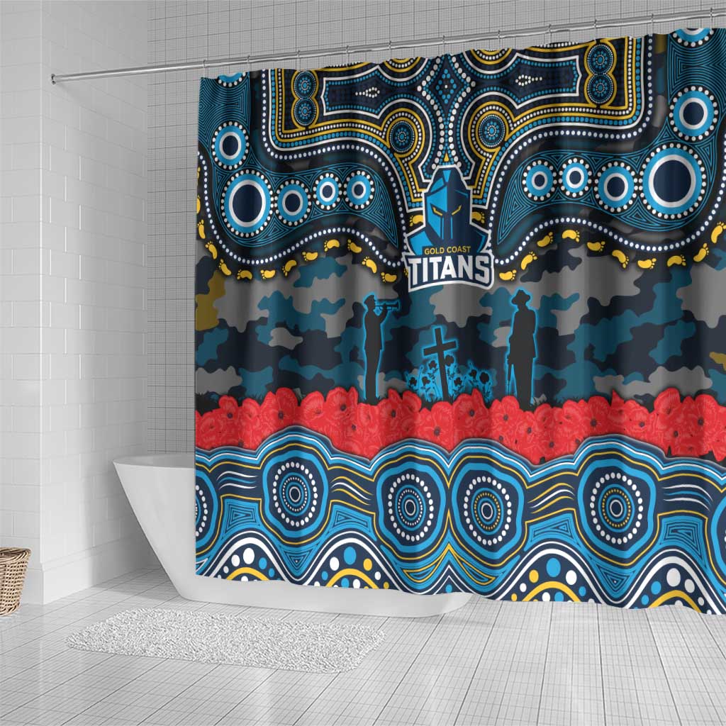 ANZAC Day Gold Coast Titans Shower Curtain Military Memorial Aboriginal Indigenous Art