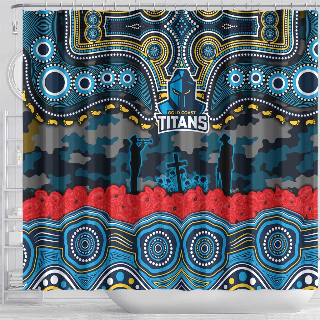 ANZAC Day Gold Coast Titans Shower Curtain Military Memorial Aboriginal Indigenous Art