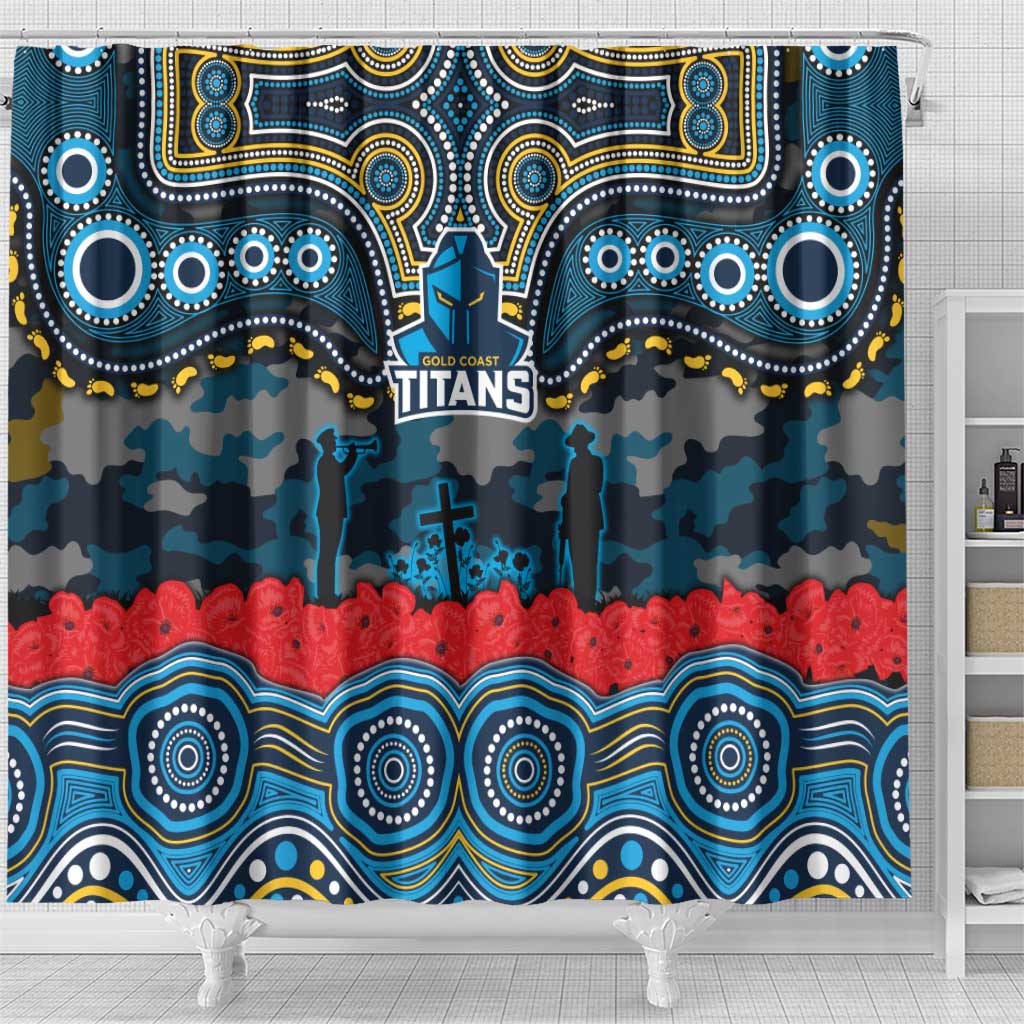 ANZAC Day Gold Coast Titans Shower Curtain Military Memorial Aboriginal Indigenous Art