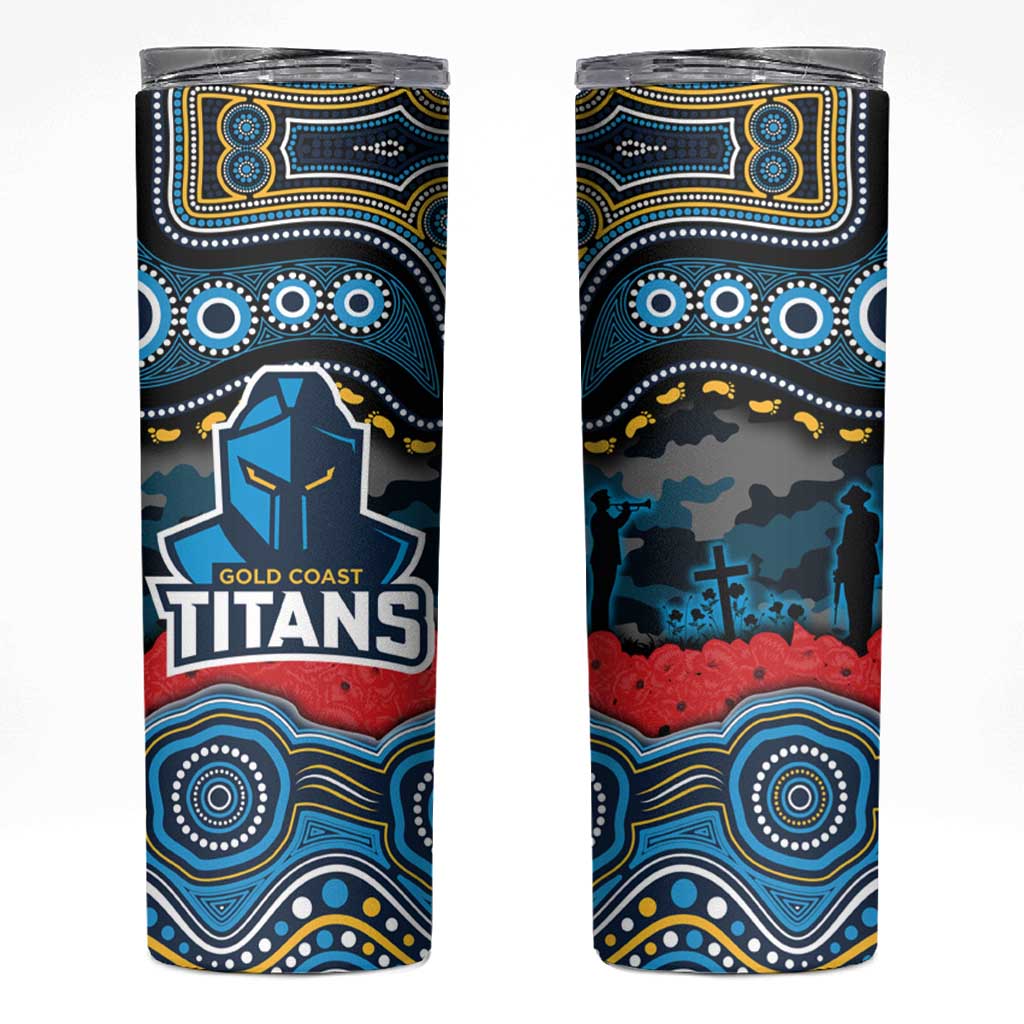 ANZAC Day Gold Coast Titans Skinny Tumbler Military Memorial Aboriginal Indigenous Art