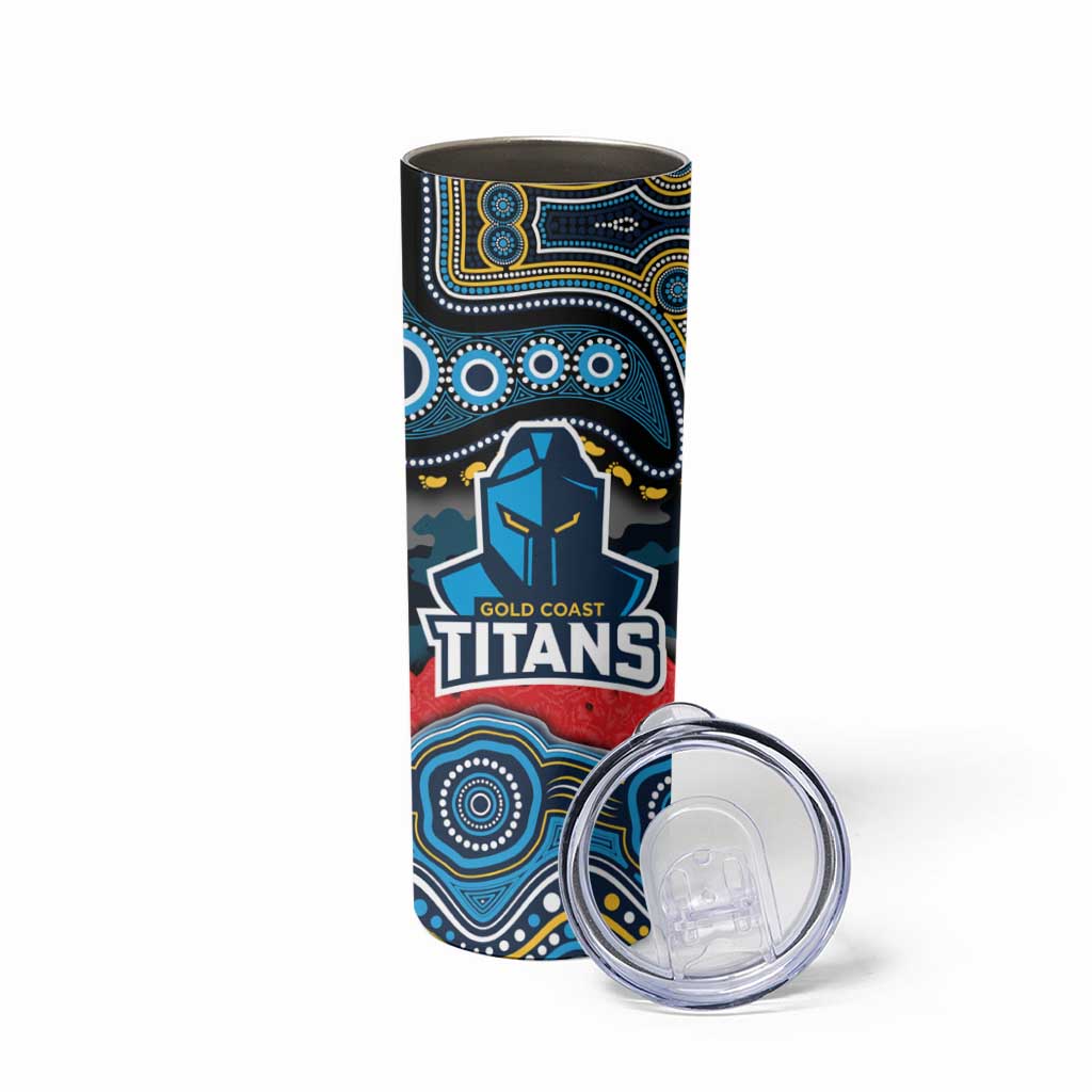 ANZAC Day Gold Coast Titans Skinny Tumbler Military Memorial Aboriginal Indigenous Art
