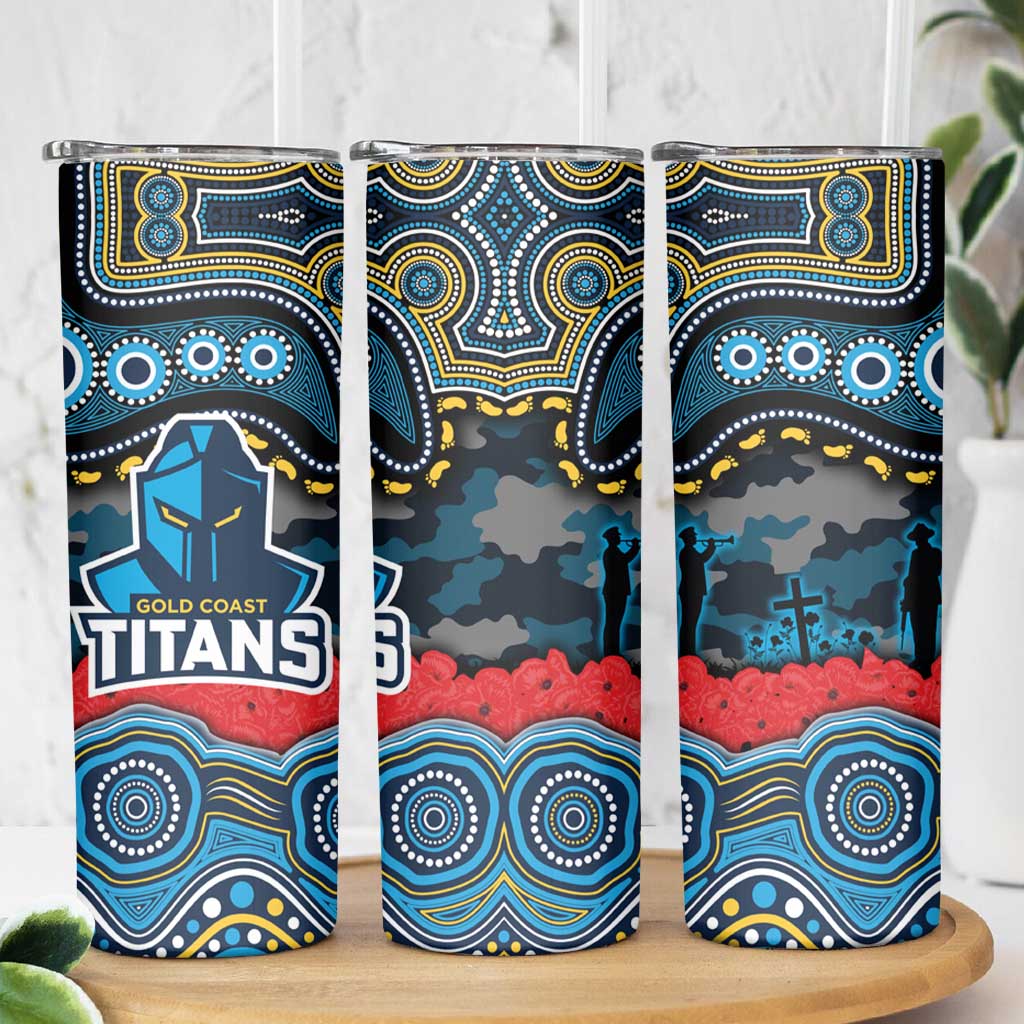 ANZAC Day Gold Coast Titans Skinny Tumbler Military Memorial Aboriginal Indigenous Art