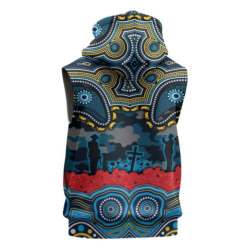 ANZAC Day Gold Coast Titans Sleeveless Hoodie Military Memorial Aboriginal Indigenous Art
