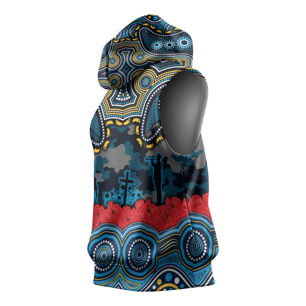 ANZAC Day Gold Coast Titans Sleeveless Hoodie Military Memorial Aboriginal Indigenous Art
