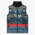 ANZAC Day Gold Coast Titans Sleeveless Puffer Jacket Military Memorial Aboriginal Indigenous Art