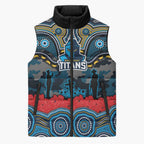 ANZAC Day Gold Coast Titans Sleeveless Puffer Jacket Military Memorial Aboriginal Indigenous Art