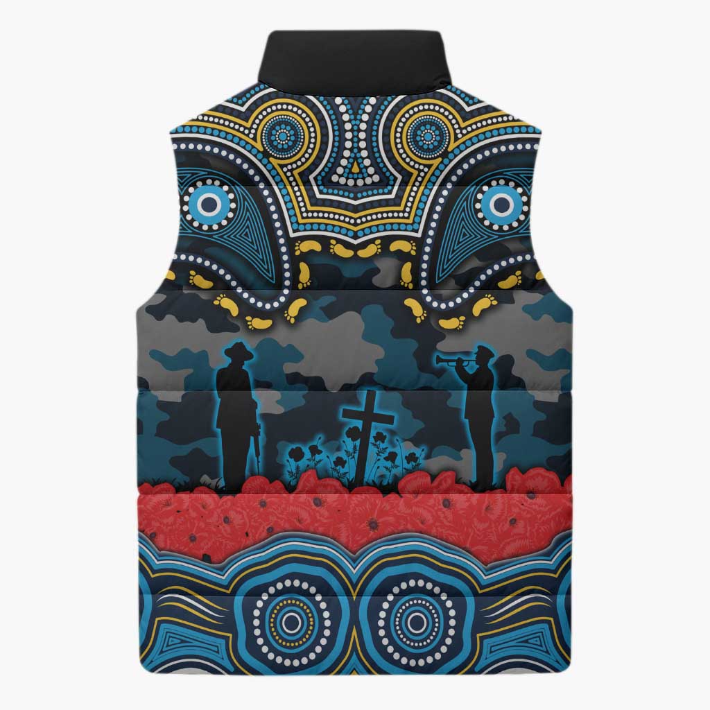 ANZAC Day Gold Coast Titans Sleeveless Puffer Jacket Military Memorial Aboriginal Indigenous Art