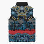 ANZAC Day Gold Coast Titans Sleeveless Puffer Jacket Military Memorial Aboriginal Indigenous Art