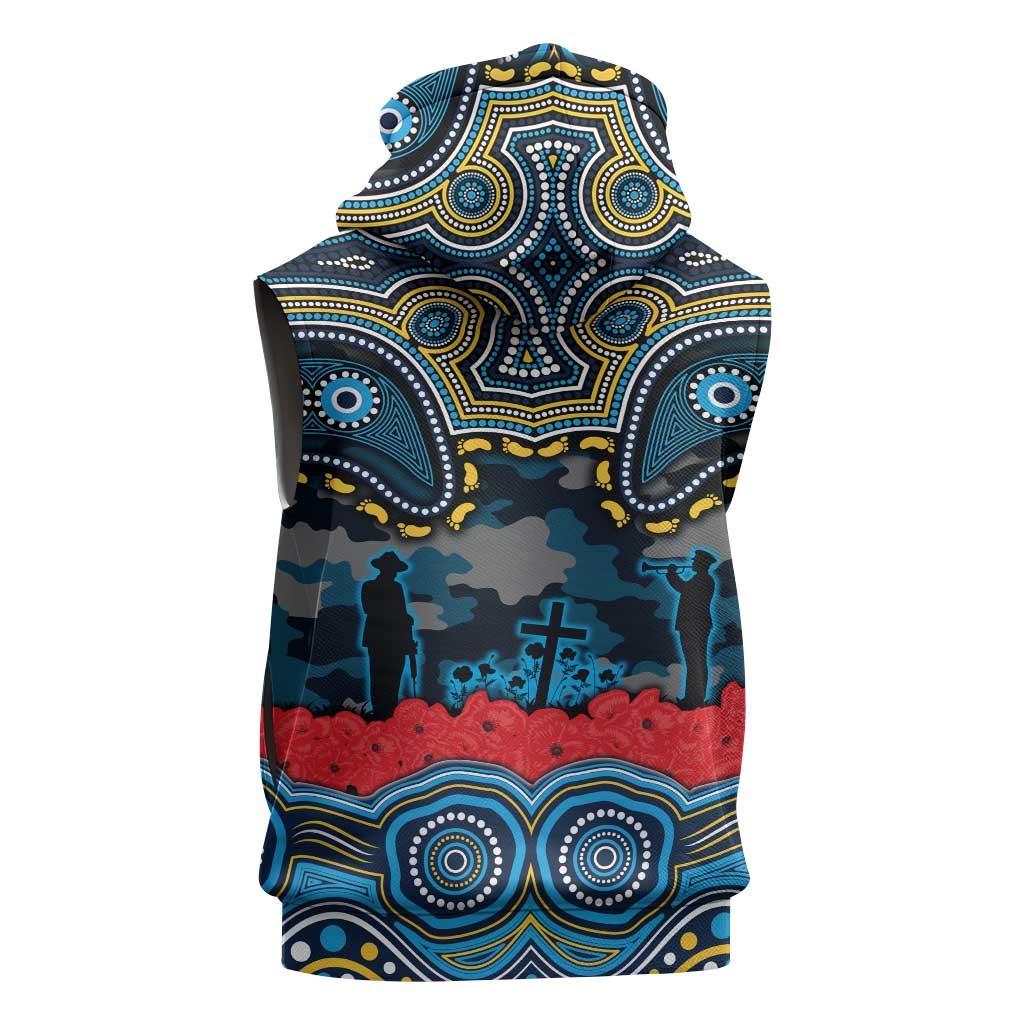 ANZAC Day Gold Coast Titans Sleeveless Zip Hoodie Military Memorial Aboriginal Indigenous Art