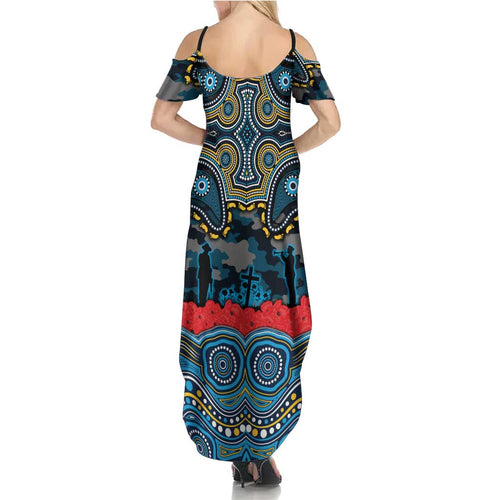 ANZAC Day Gold Coast Titans Summer Maxi Dress Military Memorial Aboriginal Indigenous Art