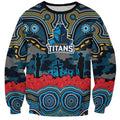 ANZAC Day Gold Coast Titans Sweatshirt Military Memorial Aboriginal Indigenous Art