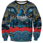 ANZAC Day Gold Coast Titans Sweatshirt Military Memorial Aboriginal Indigenous Art