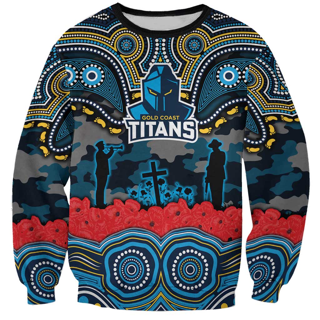 ANZAC Day Gold Coast Titans Sweatshirt Military Memorial Aboriginal Indigenous Art