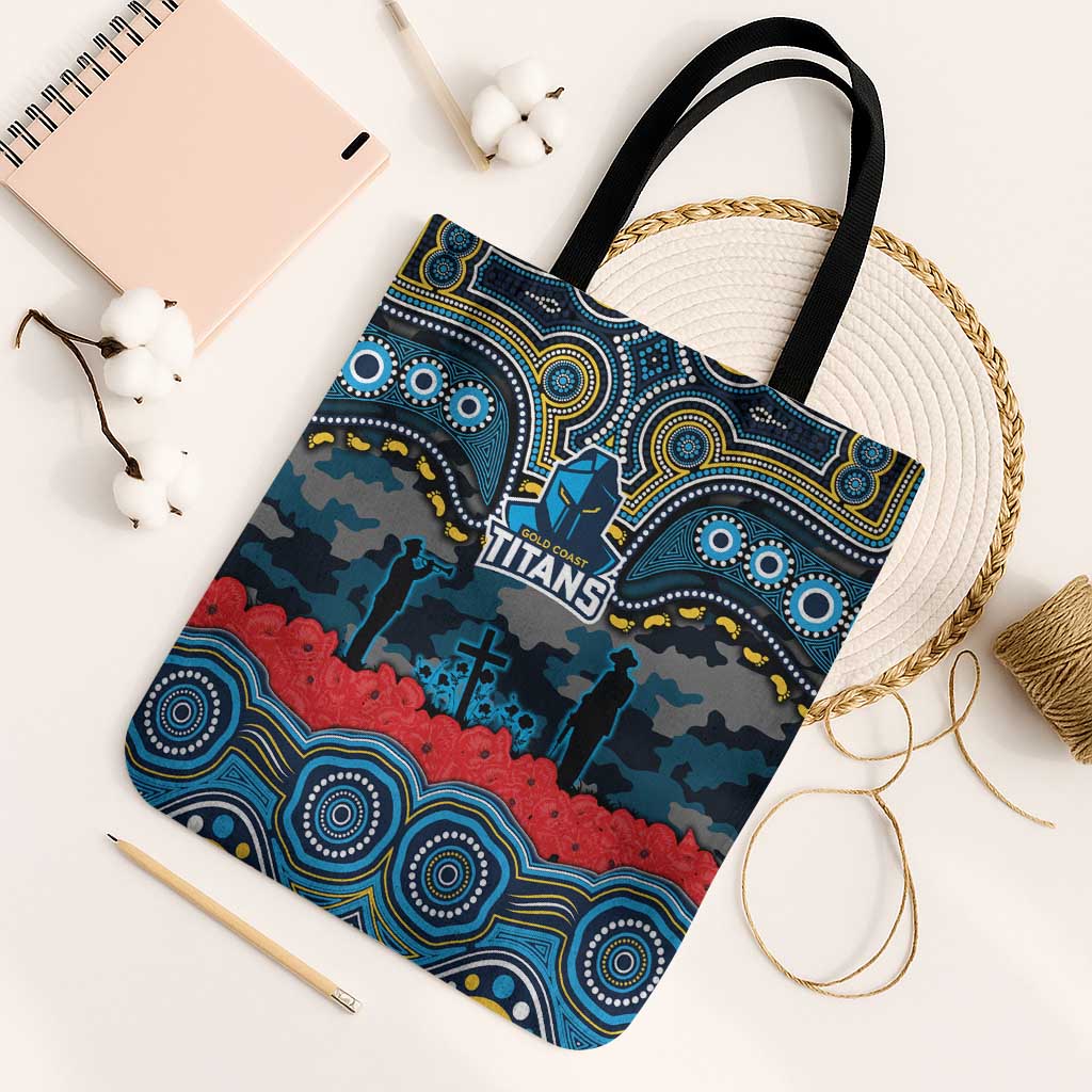 ANZAC Day Gold Coast Titans Tote Bag Military Memorial Aboriginal Indigenous Art