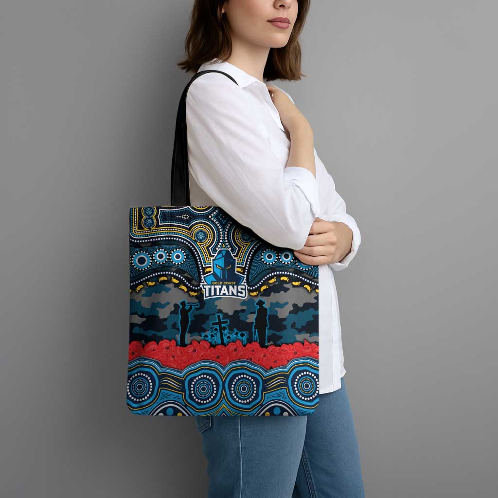 ANZAC Day Gold Coast Titans Tote Bag Military Memorial Aboriginal Indigenous Art