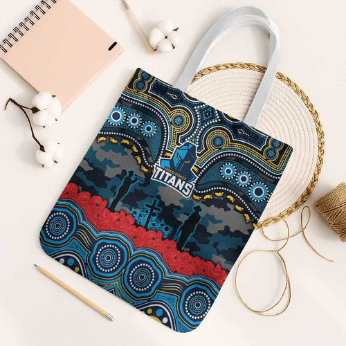 ANZAC Day Gold Coast Titans Tote Bag Military Memorial Aboriginal Indigenous Art