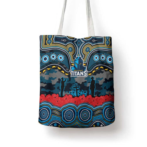 ANZAC Day Gold Coast Titans Tote Bag Military Memorial Aboriginal Indigenous Art