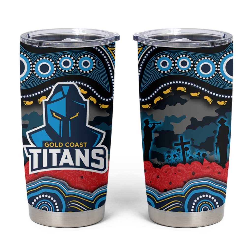 ANZAC Day Gold Coast Titans Tumbler Cup Military Memorial Aboriginal Indigenous Art