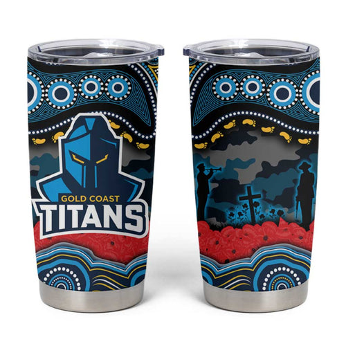 ANZAC Day Gold Coast Titans Tumbler Cup Military Memorial Aboriginal Indigenous Art