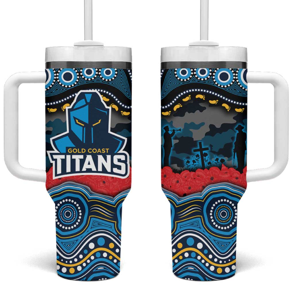 ANZAC Day Gold Coast Titans Tumbler With Handle Military Memorial Aboriginal Indigenous Art