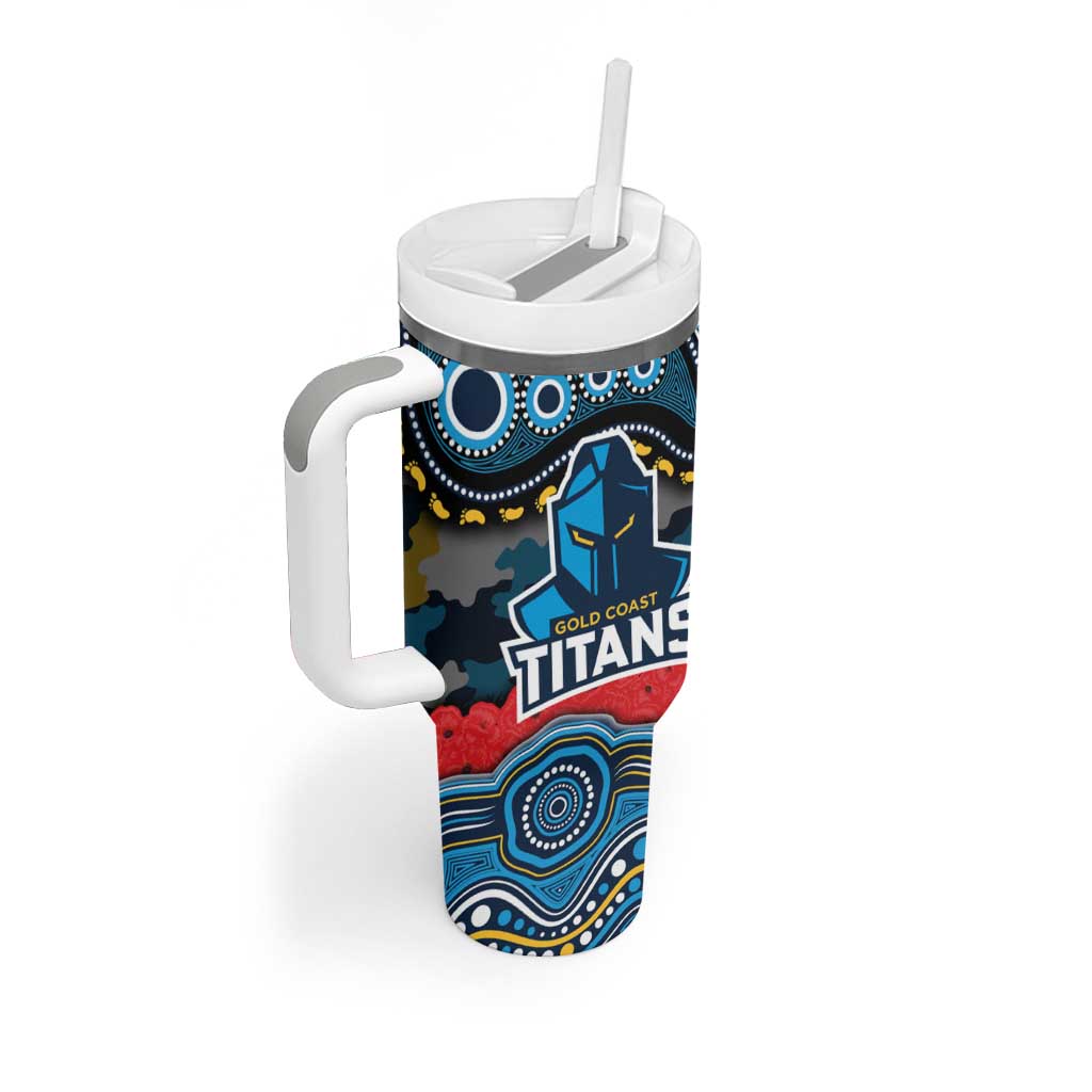 ANZAC Day Gold Coast Titans Tumbler With Handle Military Memorial Aboriginal Indigenous Art
