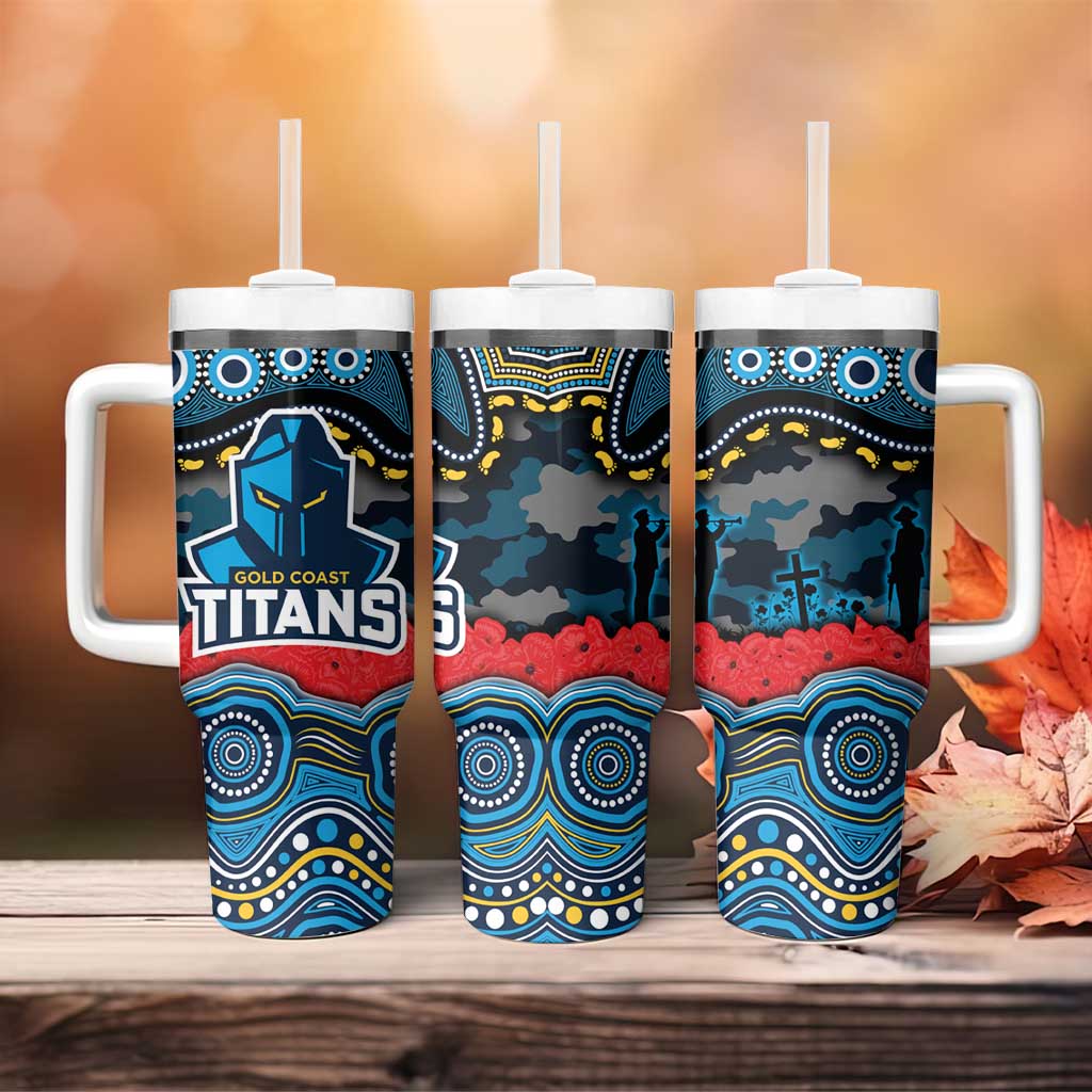 ANZAC Day Gold Coast Titans Tumbler With Handle Military Memorial Aboriginal Indigenous Art