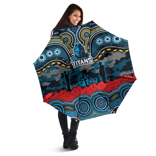 ANZAC Day Gold Coast Titans Umbrella Military Memorial Aboriginal Indigenous Art