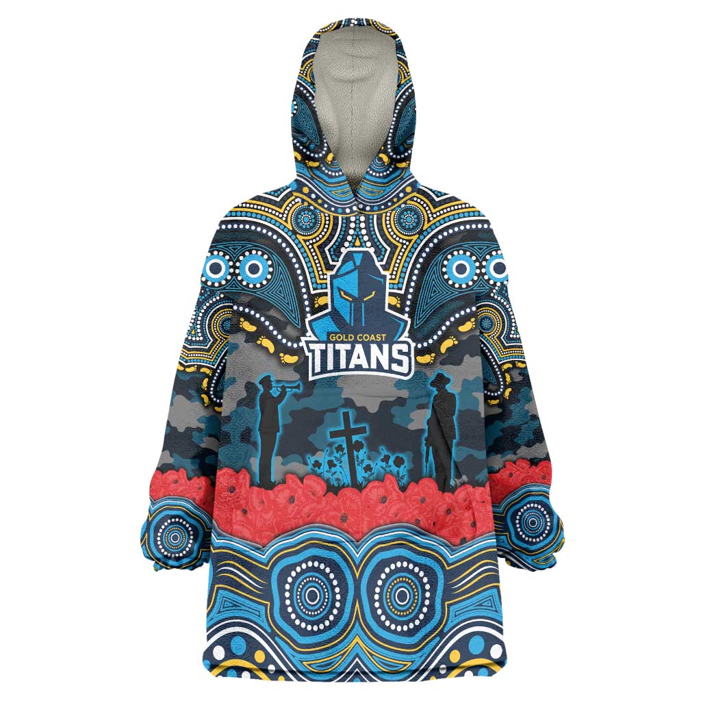 ANZAC Day Gold Coast Titans Wearable Blanket Hoodie Military Memorial Aboriginal Indigenous Art