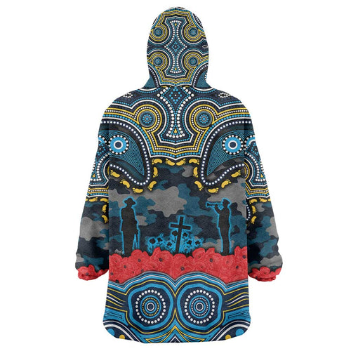 ANZAC Day Gold Coast Titans Wearable Blanket Hoodie Military Memorial Aboriginal Indigenous Art