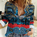 ANZAC Day Gold Coast Titans Women Casual Shirt Military Memorial Aboriginal Indigenous Art
