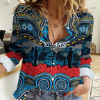 ANZAC Day Gold Coast Titans Women Casual Shirt Military Memorial Aboriginal Indigenous Art