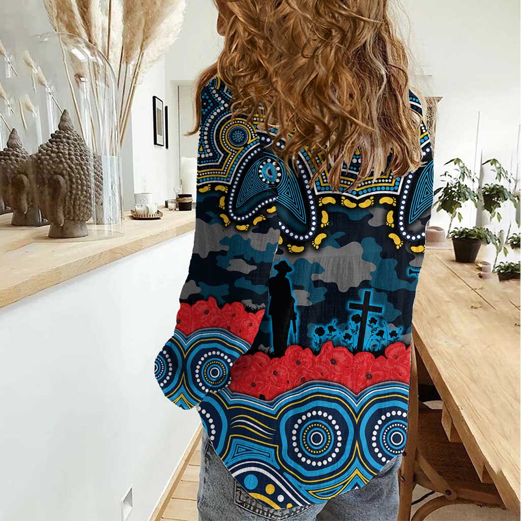 ANZAC Day Gold Coast Titans Women Casual Shirt Military Memorial Aboriginal Indigenous Art
