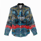 ANZAC Day Gold Coast Titans Women Casual Shirt Military Memorial Aboriginal Indigenous Art