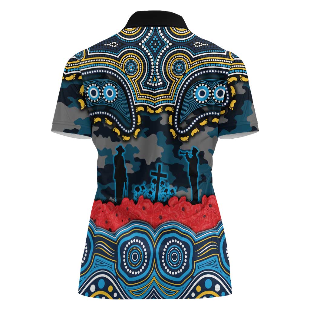 ANZAC Day Gold Coast Titans Women Polo Shirt Military Memorial Aboriginal Indigenous Art
